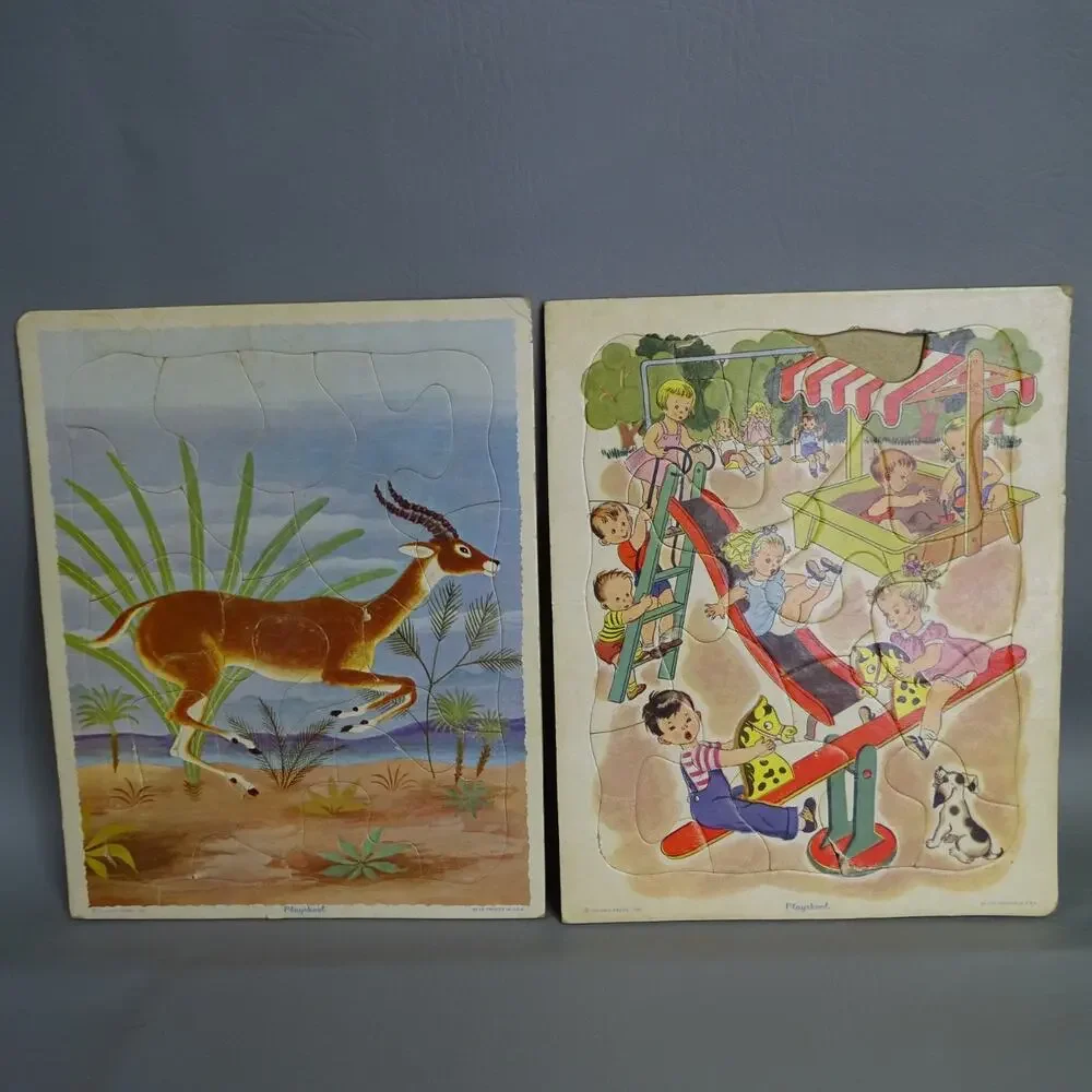 Vintage 1950's Playskool Golden Books Press Inc Puzzle Lot of 8 Original Box